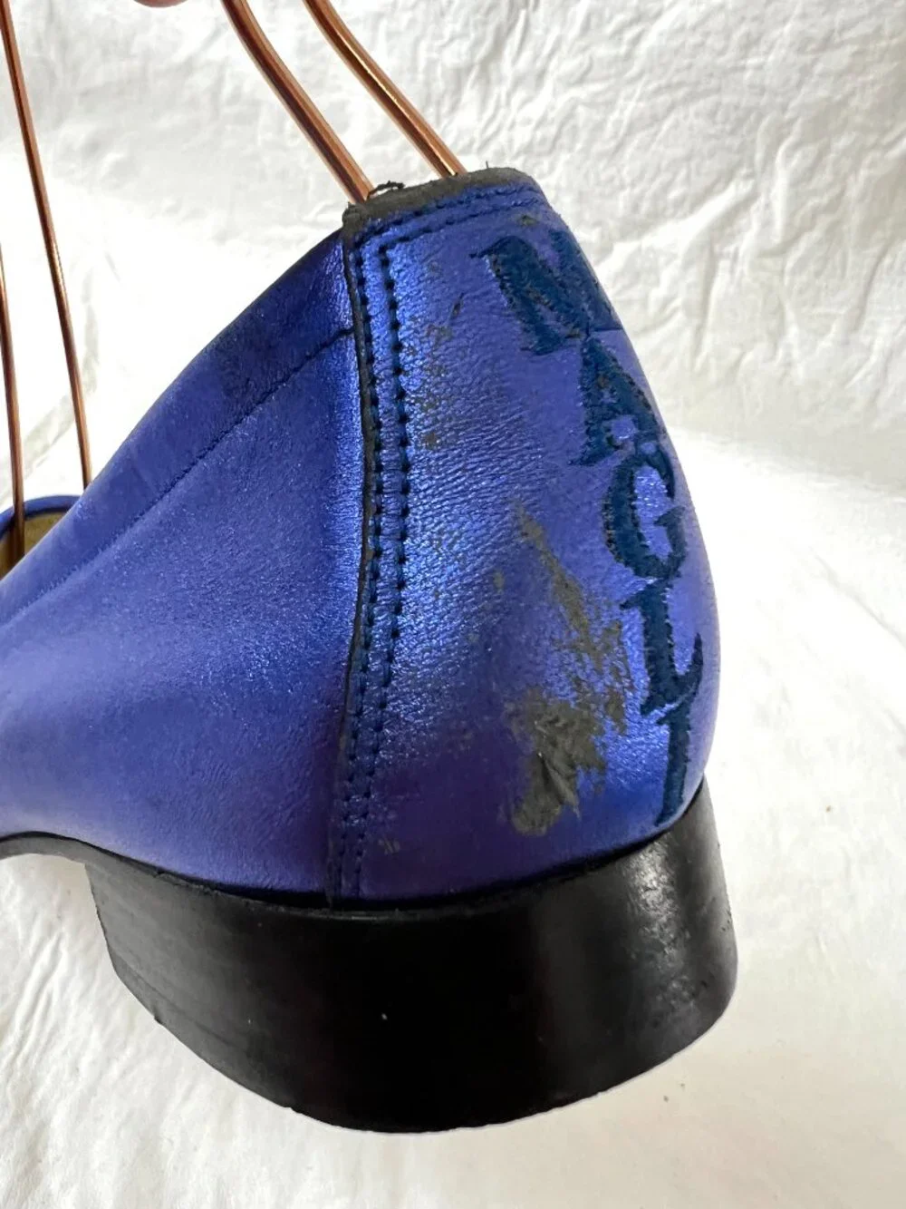 Bruno Magli loafers metallic blue leather EU 39 US womens 9 slip on shoes